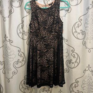 Beautiful Delicate Black and Pink Lace Cocktail Dress